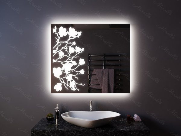 Зеркало с подсветкой для ванной Flowers