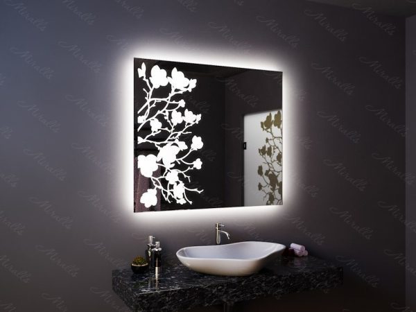 Зеркало с подсветкой для ванной Flowers