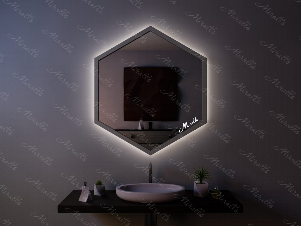 Зеркало с подсветкой в деревянной раме Dante