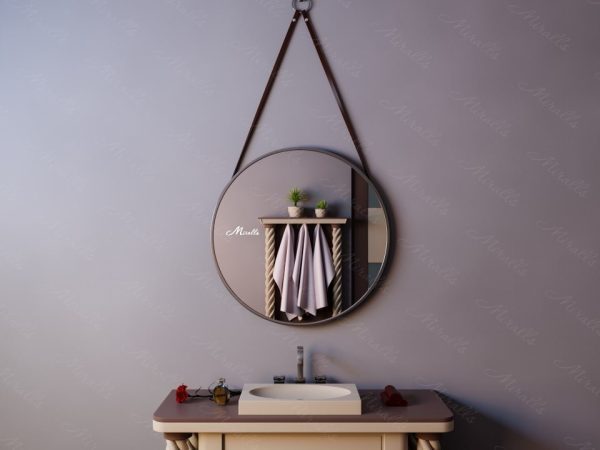 Круглое подвесное зеркало на ремнях Estetica