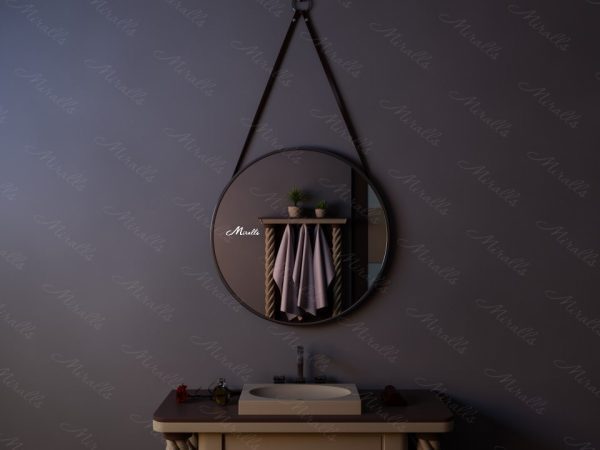 Круглое подвесное зеркало на ремнях Estetica