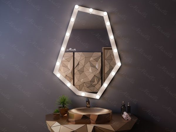 Зеркало с лампами в деревянной раме Iceberg Ultra