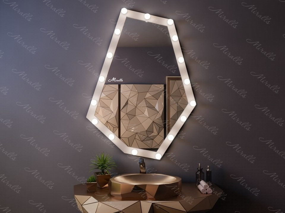 Зеркало с лампами в деревянной раме Iceberg Ultra