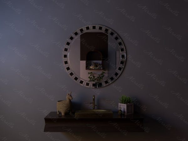 Круглое зеркало без подсветки в мозаичное раме - Ramona