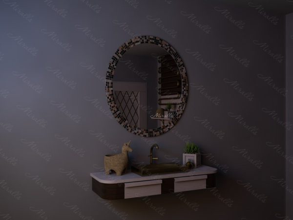 овальное зеркало без подсветки в мозаичной раме - Taggert