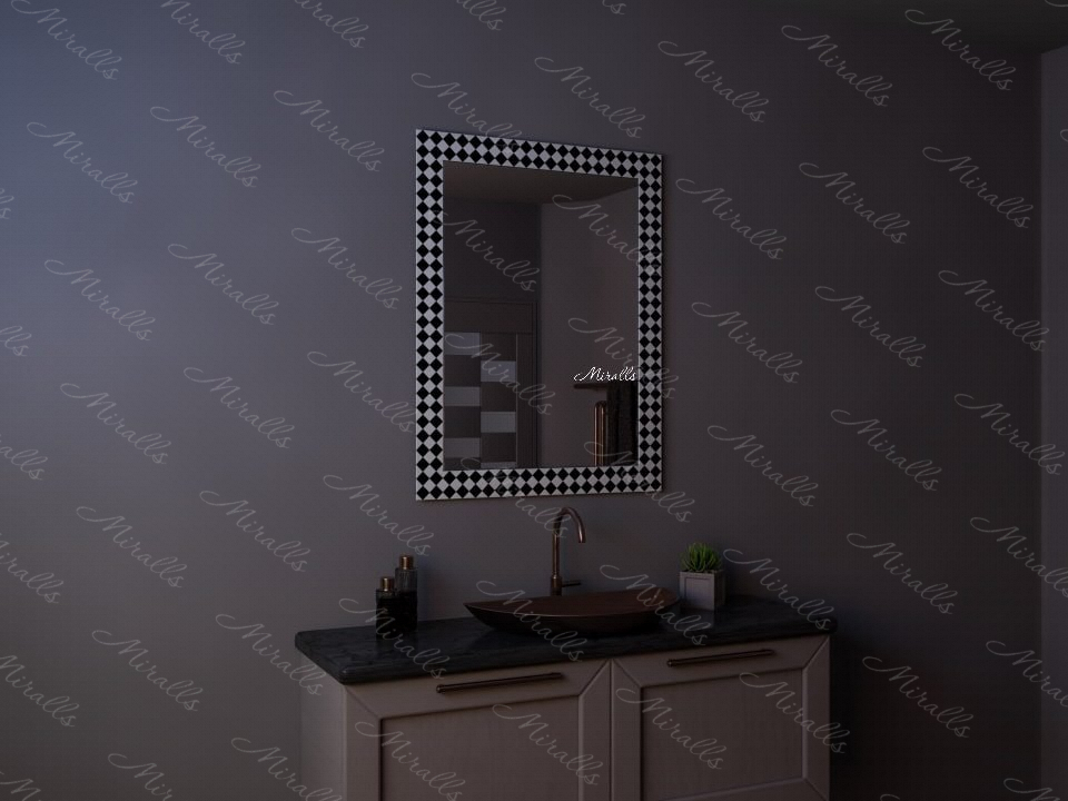 прямоугольное зеркало без подсветки в раме из мозаики - Hilton