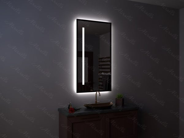 прямоугольное зеркало с интерьерной и фронтальной подсветкой в раме МДФ - Altair
