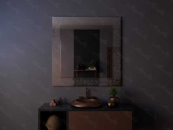 Квадратное зеркало без подсветки в раме из мозаики Fort