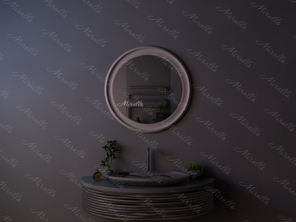 круглое зеркало без подсветки в широкой раме МДФ Beatrice