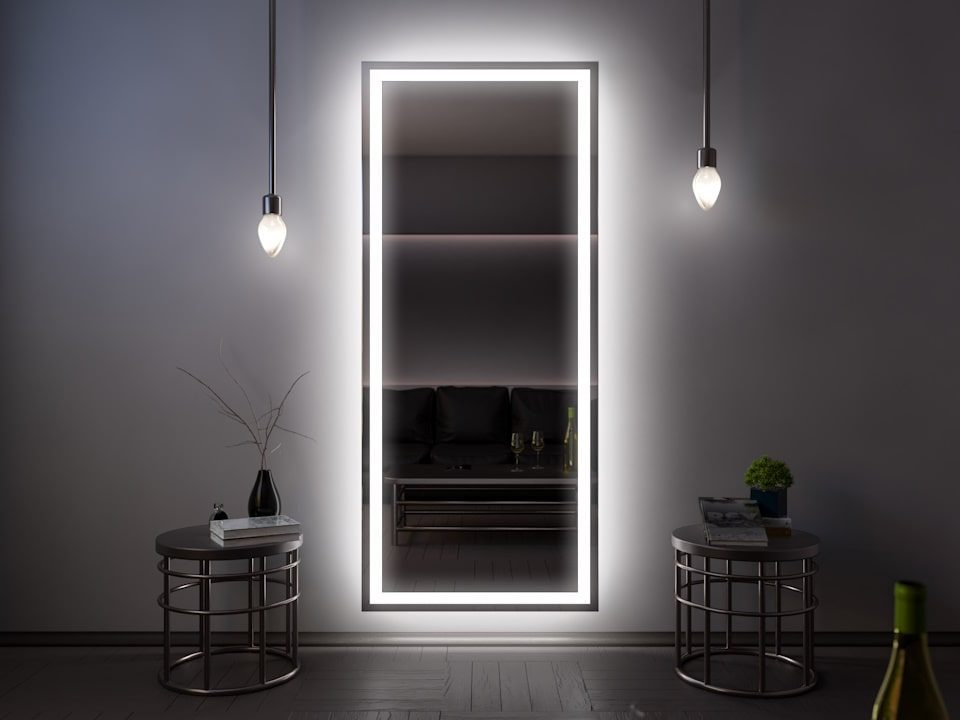 прямоугольное зеркало Edging XL с интерьерной и фронтальной подсветкой