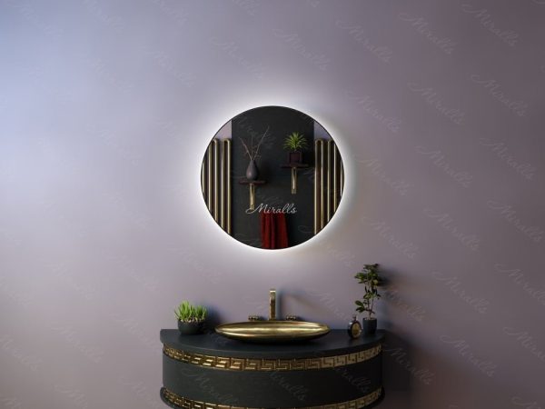 круглый зеркальный шкаф в ванную комнату Muar с интерьерной подсветкой
