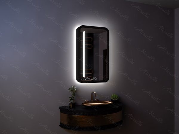 прямоугольный зеркальный шкаф в ванную комнату Granis с подсветкой