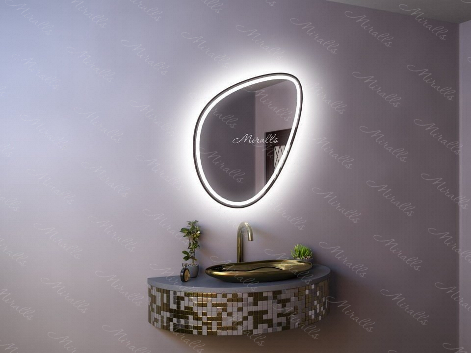 зеркало необычной формы Mystic Plus с интерьерной и фронтальной подсветкой в раме