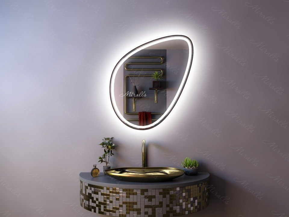 зеркало необычной формы Mystic Plus с интерьерной и фронтальной подсветкой в раме