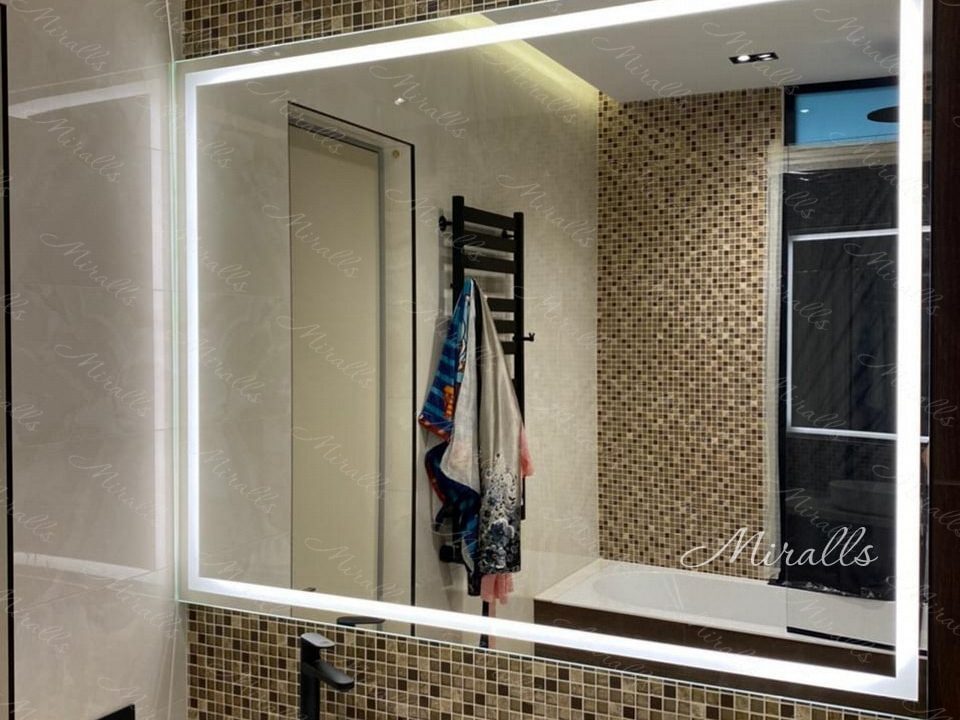 Прямоугольное зеркало Edging с подсветкой в ванне