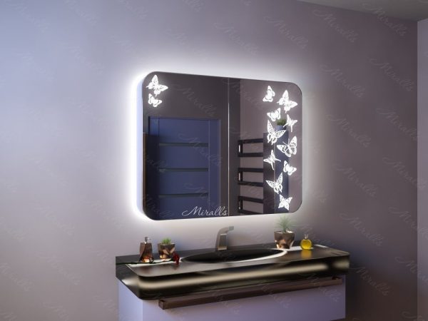 Зеркальный шкаф с рисунком в ванную Lacrima