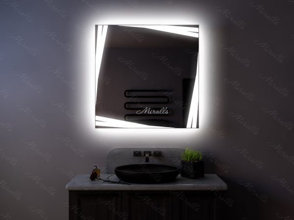 Квадратный зеркальный шкаф с рисунком в ванную Verdi
