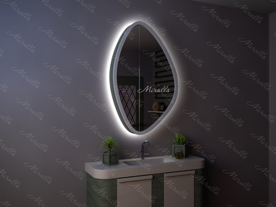 Дизайнерский зеркальный шкаф в ванную комнату Mone