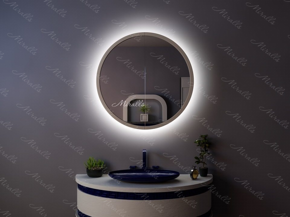 Круглый зеркальный шкаф в ванную Otello