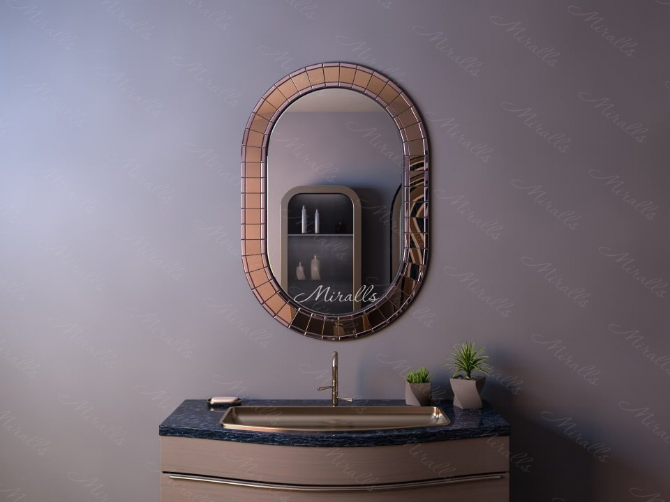 Овальное зеркало в раме из мозаики Alora