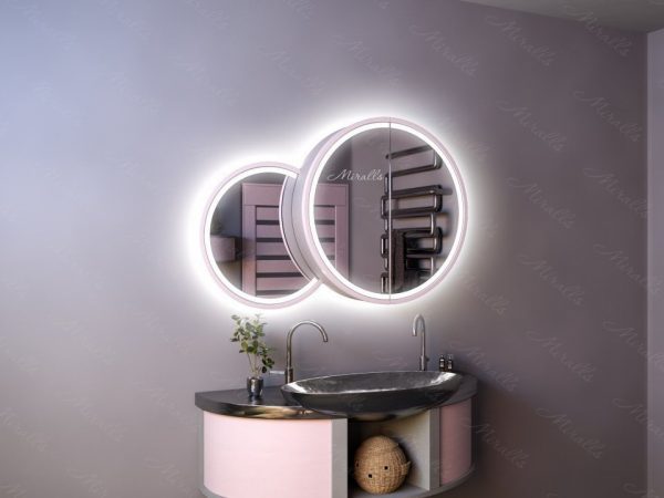 Зеркальный шкаф в ванную комнату с подсветкой Barcelona