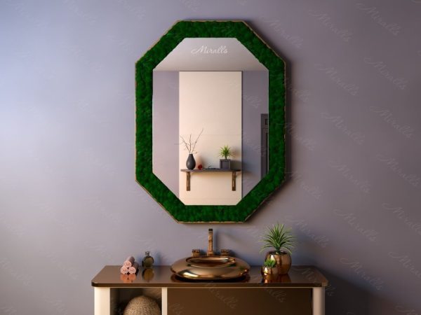 Многоугольное эко-зеркало с декоративным мхом Medichi