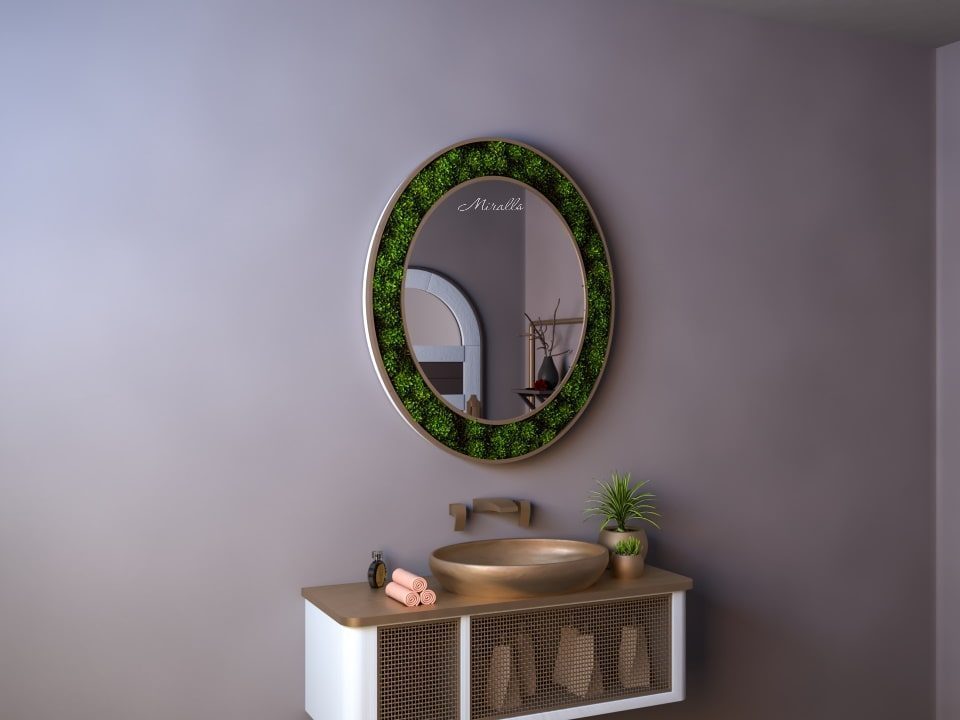 Овальное эко-зеркало со мхом Florana