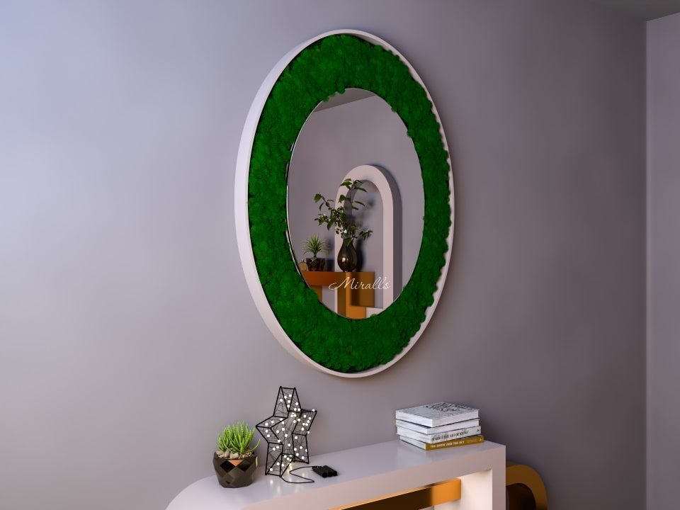 Овальное эко-зеркало со мхом Herb