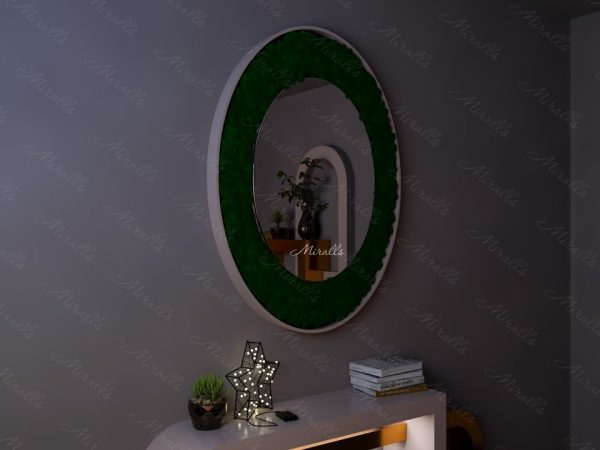 Овальное эко-зеркало со мхом Herb