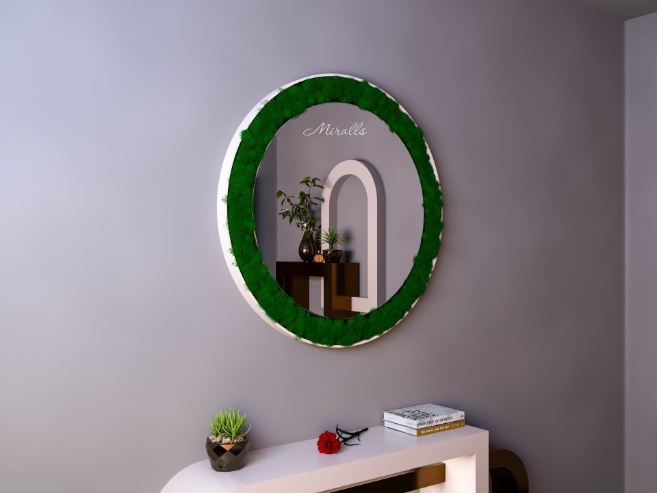 Круглое эко-зеркало со мхом Forest