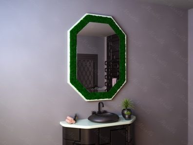 Многоугольное эко-зеркало с декоративным мхом Ceylon