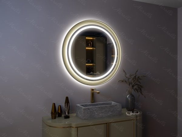 Круглое зеркало с подсветкой в раме Tanos