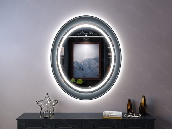 Овальное зеркало с подсветкой в раме Sansara