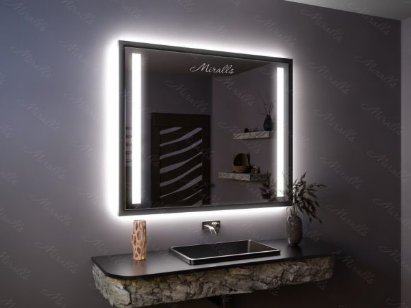 Зеркало с подсветкой в металлической раме Manuel
