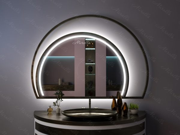 Зеркало с подсветкой в дизайнерской раме Pavia Plus