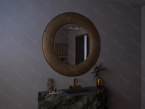 Круглое зеркало в раме из мозаики Odore