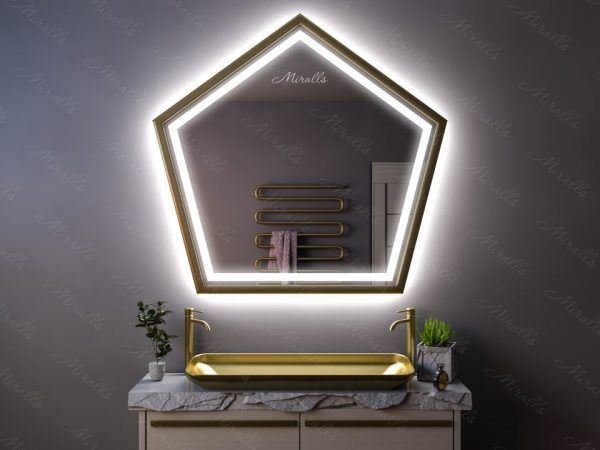 Зеркало с подсветкой в металлической раме Arevis Plus