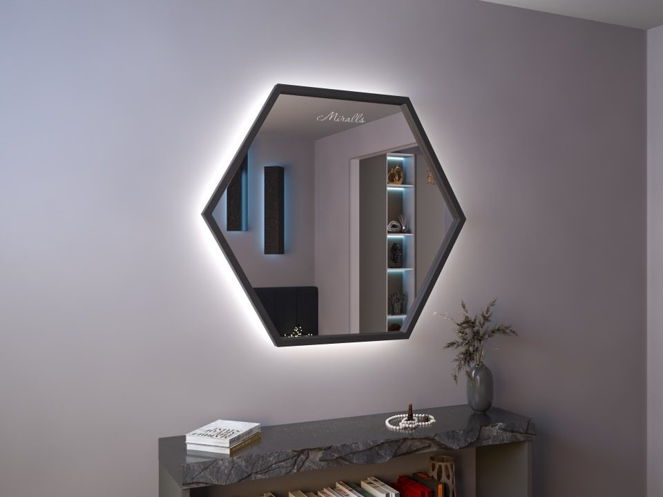 Зеркало с подсветкой в металлической раме Valona Extra