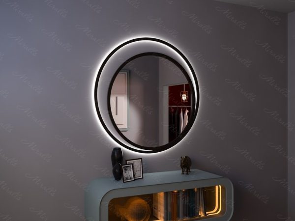 Круглое зеркало с подсветкой в раме Amina Extra