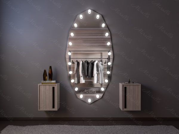 Зеркало с лампочками необычной формы Eleanor
