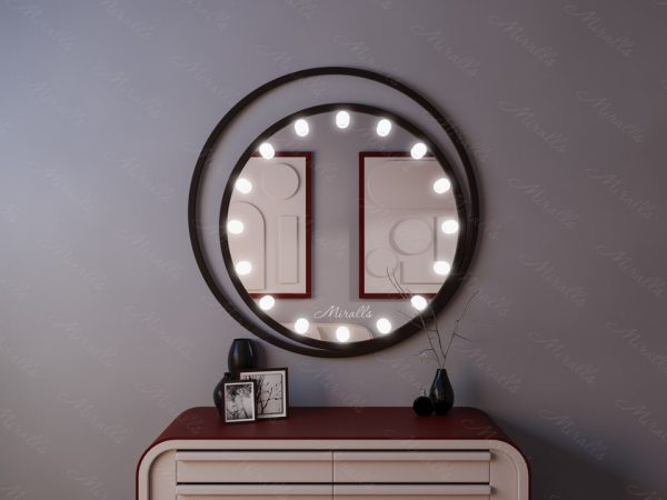 Зеркало с лампочками в дизайнерской раме Polar
