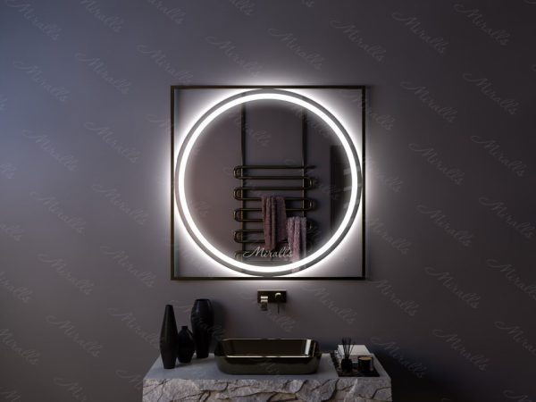 Зеркало с подсветкой в дизайнерской раме Ancona Plus