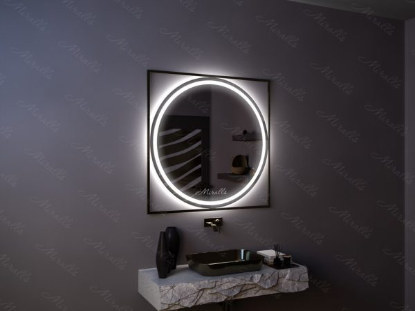 Зеркало с подсветкой в дизайнерской раме Ancona Plus