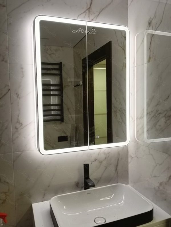 Зеркальный шкаф с скругленными углами Alicante Plus