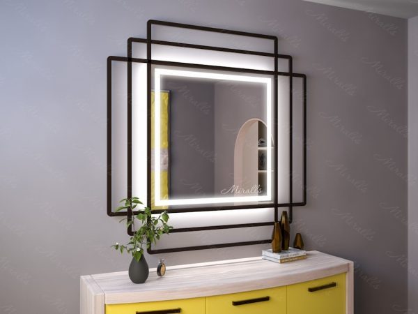 Зеркало с подсветкой в дизайнерской раме Vangelis Plus