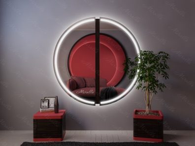 Круглое зеркало с подсветкой в дизайнерской раме Tabula Plus