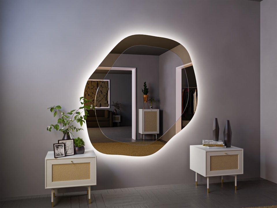 Фигурное зеркало с подсветкой Cayman Extra