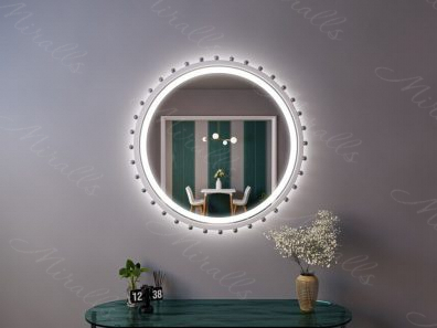Круглое зеркало с подсветкой в дизайнерской раме Fellini Plus