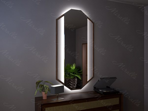 Зеркало с подсветкой в деревянной раме Empreror Extra