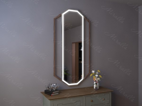 Зеркало с подсветкой в деревянной раме Empreror Plus